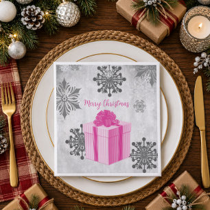 Roze Kerstcadeau Vakantie Papieren Servet