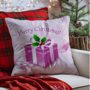 Roze Kerstcadeau Worp Kussen