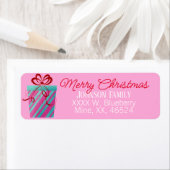 Roze kerstcadeaulabel etiket (Insitu)