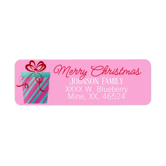 Roze kerstcadeaulabel etiket (Voorkant)