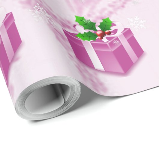 Roze kerstcadeaupapier cadeaupapier (Rol Hoek)