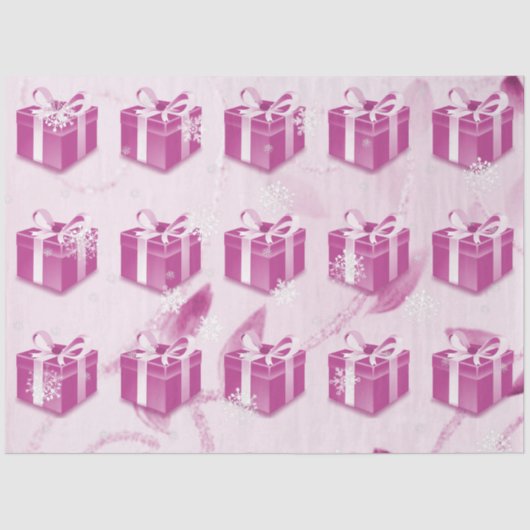 Roze kerstcadeaupapier tissuepapier (Voorkant)