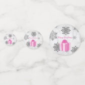 Roze kerstcadeaus Confetti (Voorkanten)