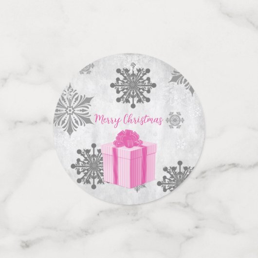 Roze kerstcadeaus Confetti (Kleine voorkant)