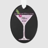 Roze kerstcocktail op maat ornament (voorkant)