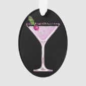 Roze kerstcocktail op maat ornament (achterkant)