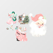 roze kerstdecor-vensterklare klanken 4pc-set raamsticker (Vel)