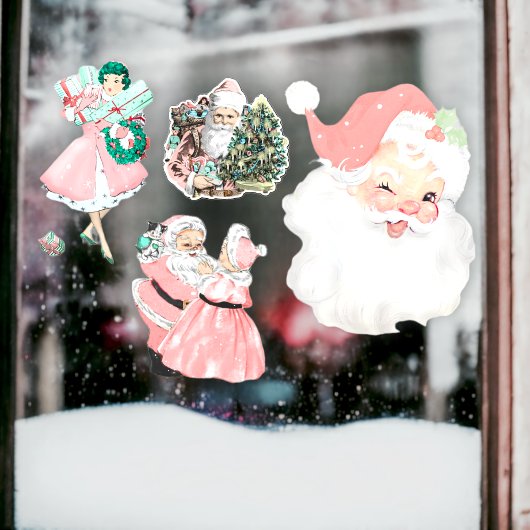 roze kerstdecor-vensterklare klanken 4pc-set raamsticker