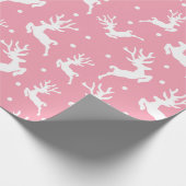 Roze kerstdeerpapier cadeaupapier (Hoek)