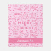 Roze kerstdoedel | Gezellige vakantie Fleece Deken (Voorkant)