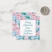 Roze Kerstdorp Gift Enclosure Notitiekaartje (Voorkant / Achterkant in situ)