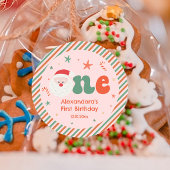 Roze Kerstfeest 1e gunst Ronde Sticker