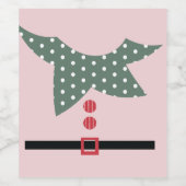 Roze kerstfeest Elf Suit Holiday Wijn Etiket (Enkel label)