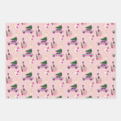 Roze Kerstfeest Inpakpapier Vel (Voorkant 3)