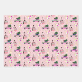 Roze Kerstfeest Inpakpapier Vel (Voorkant)