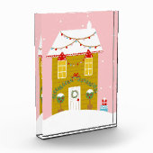 Roze Kerstfeest Kinderen Verjaardagsvakantie Fotoblokken (Links)