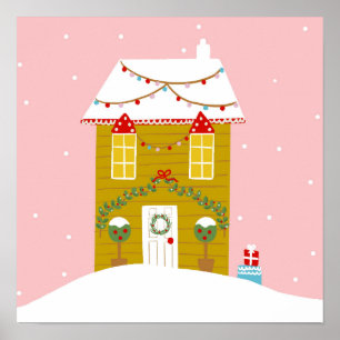 Roze Kerstfeest Kinderen Verjaardagsvakantie Poster