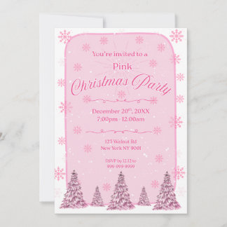 Roze Kerstfeest Uitnodiging