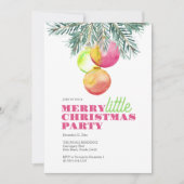 Roze Kerstfeest Uitnodiging Unieke Waterverf (Voorkant)