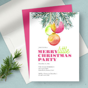 Roze Kerstfeest Uitnodiging Unieke Waterverf