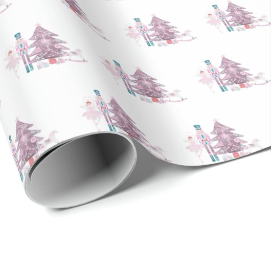 Roze kerstfeestdag met de Nutnesskraker Cadeaupapier (Rol Hoek)
