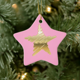 Roze kerstgoudster met kerstmis keramisch ornament
