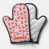 Roze Kersthonden gepersonaliseerd Ovenwant (Voorkant / Achterkant)