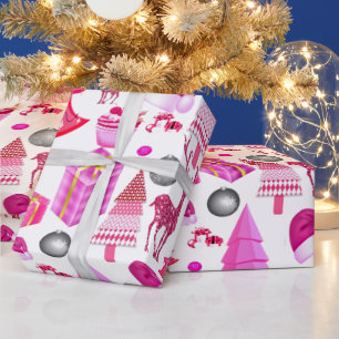 Roze kerstinpakpapier cadeaupapier