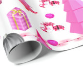 Roze kerstinpakpapier cadeaupapier (Rol Hoek)
