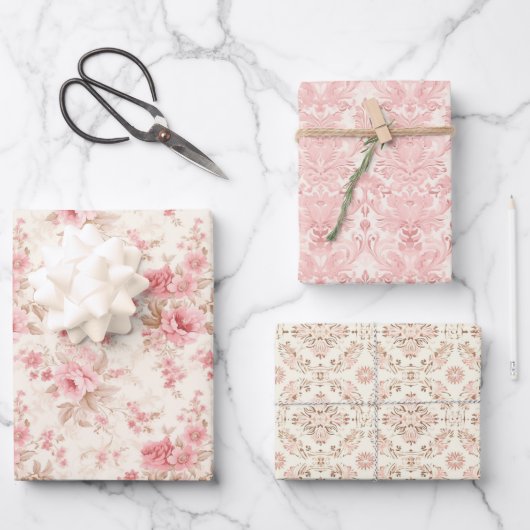  roze kerstinpakpapier inpakpapier vel (Voorkant)