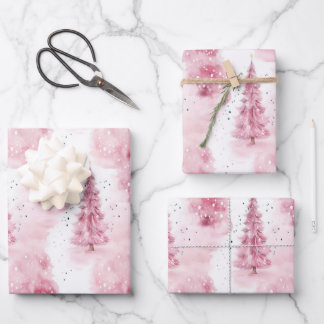 Roze kerstinpakpapier voor geschenken inpakpapier vel
