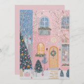 Roze kerstkaart (Voorkant / Achterkant)