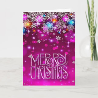 Roze kerstkaart feestdagen kaart