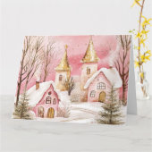 Roze kerstkaart kaart (Gele Bloem)