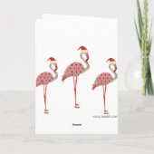 Roze kerstkaart met Flamingos Feestdagen Kaart (Achterkant)