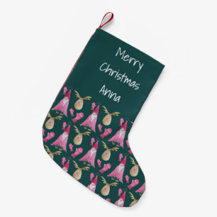 Roze Kerstkabouter En Rendieren Met Handschoenen Kleine Kerstsok