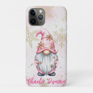 Roze Kerstkabouter Goud Sneeuwvlokken iPhone 11 Pro Hoesje