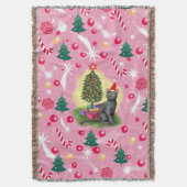 Roze Kerstkat Deken (Voorkant Verticaal)