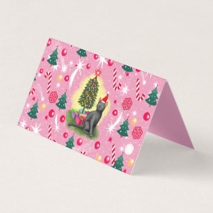 Roze Kerstkat Kaart