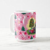 Roze Kerstkat Koffiemok (Voorkant links)
