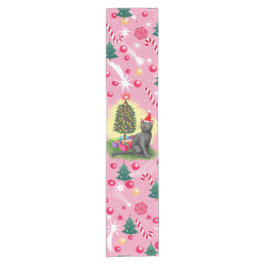 Roze Kerstkat Korte Tafelloper