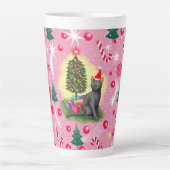 Roze Kerstkat Latte Mok (Voorkant)