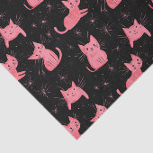 Roze kerstkatten op zwart tissuepapier (Detail)
