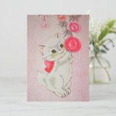  roze kerstkeuken feestdagenkaart (Staand voorkant)