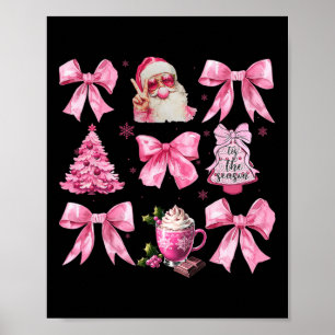 Roze Kerstkoket Bow Roze Kerstman Cla Poster