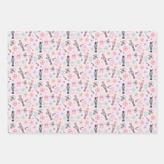 Roze kerstkraker, ontbijtkoek en snoeeuwen W Inpakpapier Vel (Voorkant 3)