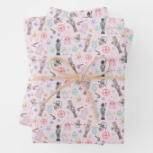 Roze kerstkraker, ontbijtkoek en snoeeuwen W Inpakpapier Vel (In situ)