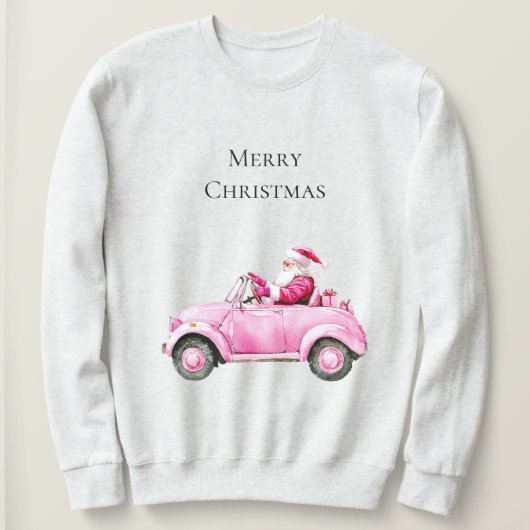 Roze Kerstman Auto Kerstmis Trui (Design voorkant)
