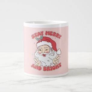Roze Kerstman "Blijf vrolijk en helder" Xmas Extra Grote Beker