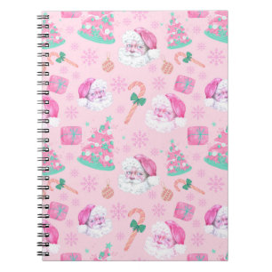 Roze Kerstman en Boom Naadloos Patroon Notitieboek